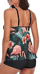 Omichic Women's Loose Tankini Top with Boyshorts