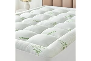 SurChic Queen Size Mattress Topper Viscose Derived from Bamboo, Soft Thick Pillow Top Mattress Pad Cover for Back Pain, Cooling Mattress Protector with 8-21 Inch Deep Pocket, White