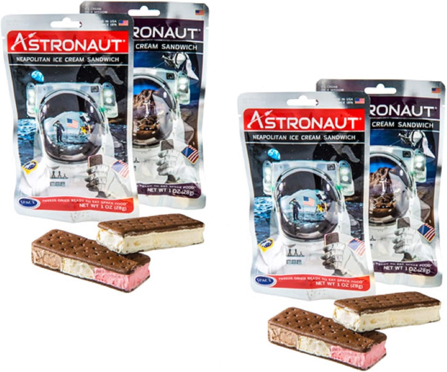 Astronaut Ice Cream Sandwich Variety 4 Pack - Vanilla & Neopolitan