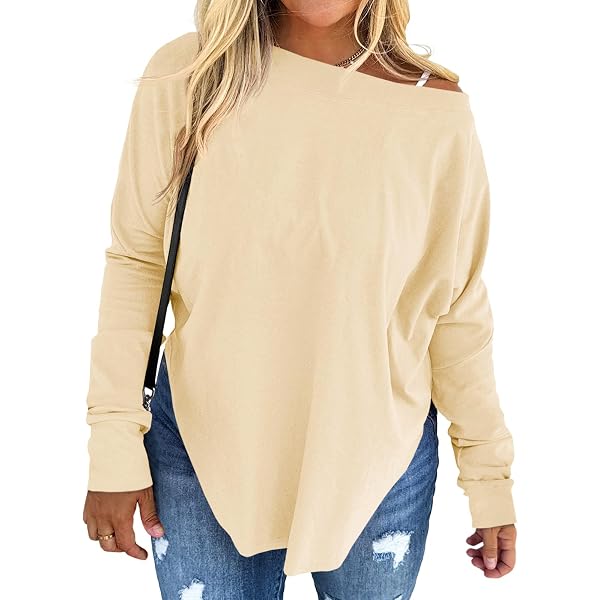 SOLY HUX Women's Plus Size Off The Shoulder Tops Long Sleeve