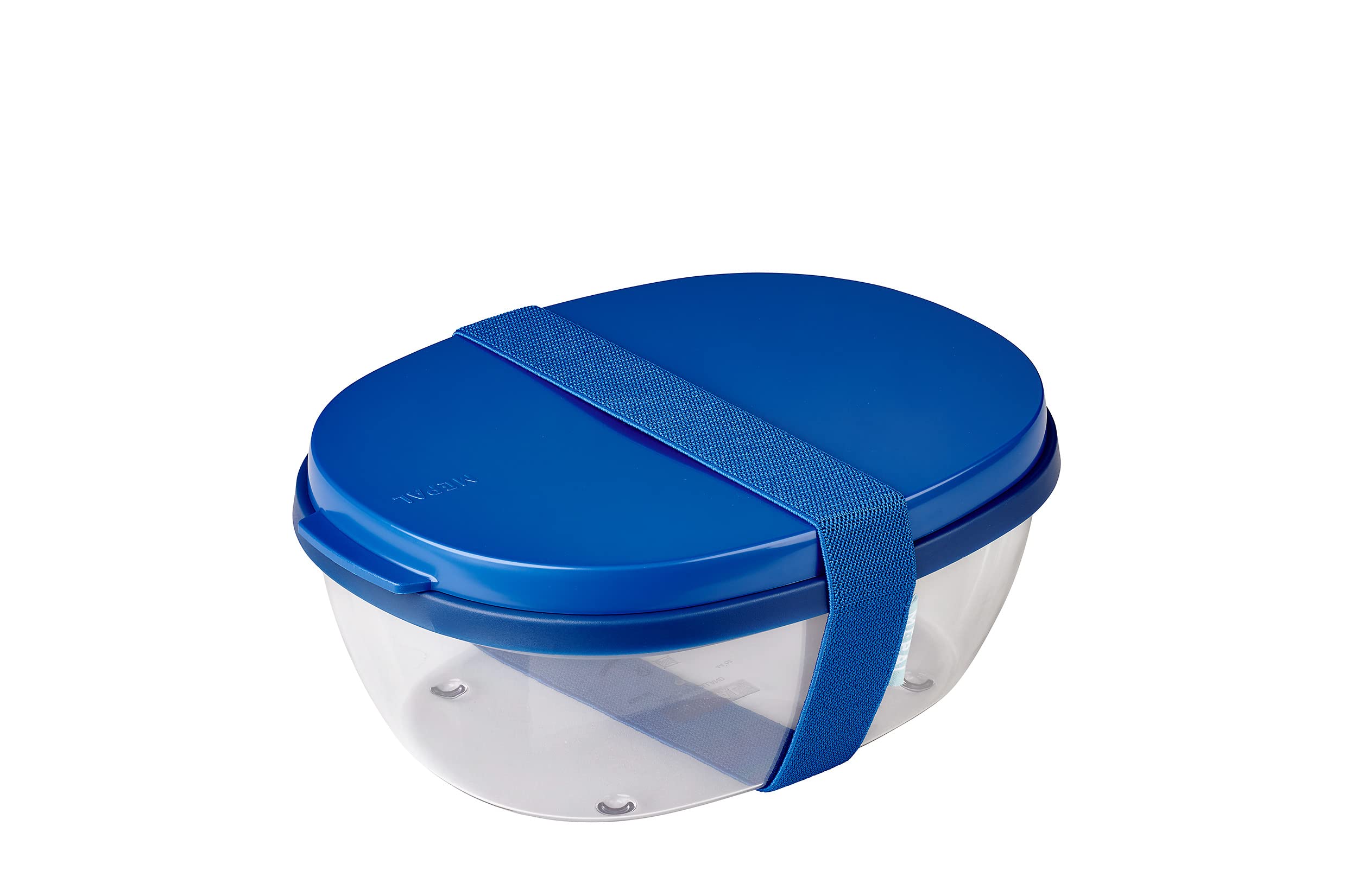 Mepal – Salad Box Ellipse – Salad Lunch Box with Several Compartments - Bento Box for Salads On The Go - Healthy Lunch & Lifestyle - 1300 ml + 600 ml - Vivid Blue