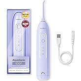 AquaSonic Icon Water Flosser for Teeth – Cordless Rechargeable Oral Irrigator – Waterproof, Portable Dental Cleaning with Jet Tip – Braces Home Travel - Lilac