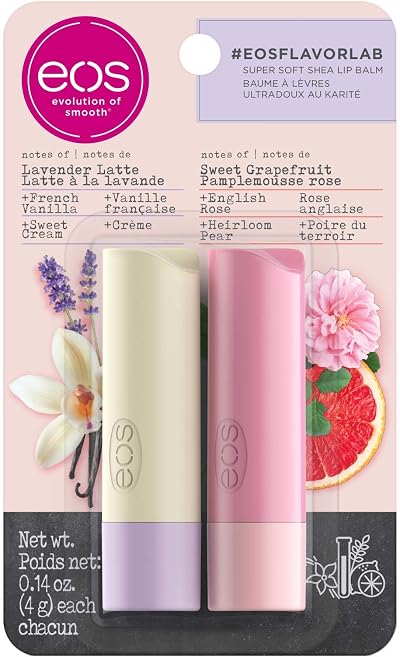 eos Flavor Lab Lip Balm Stick Lavender Vanilla Latte Grapefruit Rose Pack 1