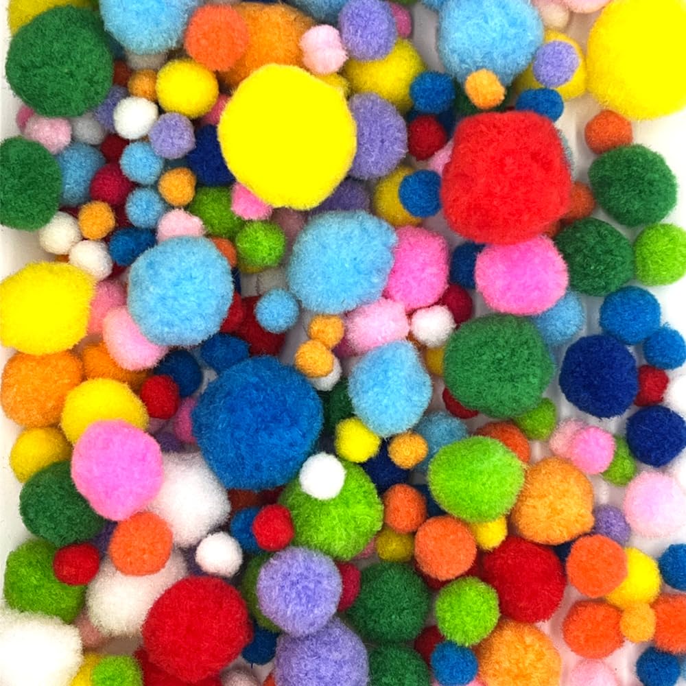 Pom-Poms Ball for Crafting, 250pcs 1-3cm Mini Pom Poms for DIY Crafts, Cheerleading, Kids Art Projects, Various Colors for Creative Decorations and Hobby Supplies