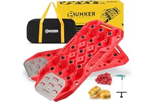 BUNKER INDUST Offroad Traction Boards with Jack Base, Pair Portable Recovery Track Tire Traction Mat - Black Sand,Mud,Snow Tr