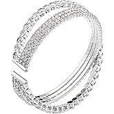 Ecesha Sparkly Multi-layer Cross Rhinestone Crystal Cuff Bracelet Bangle for Women Costume Jewelry Formal Wedding Party
