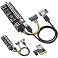 MZHOU 2PACK PCIE Riser 1X to 16X Graphics Extension Powered Riser Adapter Card with USB 3.0 Cable & 6 PIN Power Cable for GPU Mining (Black 2-Pack)