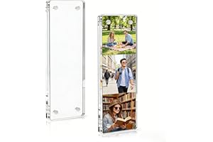Clear Magnetic Picture Frame Acrylic Double Sided Frame for Refrigerator or Wall No Tools Needed for Mounting 2x6 Inch/ 3x7 I