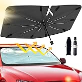 2025 Windshield Sun Shade Umbrella, Foldable Car Umbrella Sunshade with UV Block Car Front Window (Heat Insulation Protection) for Auto Windshield Covers Trucks Cars (Large)