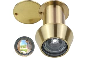 Earl Diamond - Peep Holes for Door, Solid Brass 220-Degree Door Viewer Peephole with Heavy Duty Rotating Privacy Cover for 1-3/8" to 2-23/64" Doors for Home Office Hotel, Hole 22 Satin Gold