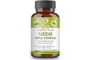 Organic Veda Neem Capsules with Triple Complex Neem Leaf Extract, Bark & Flower - Herbal Supplement Boosts Immunity, Improves Digestion, Skin Health & Support Cleansing - 120 Count