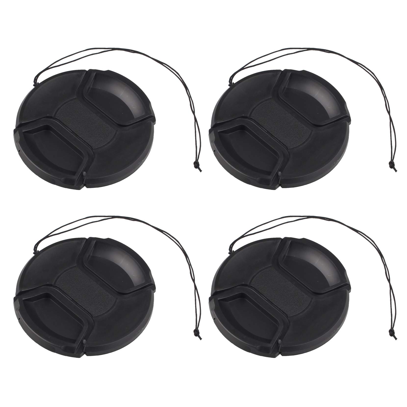 Futheda 4Pcs 82mm Centre Pinch Lens Cap Cover with Safety Cord, Protective Snap-On Cover Compatible with DSLR and Mirrorless Camera Lenses