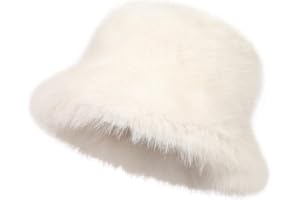 RULALA FANCY Women's Faux Fur Bucket Hats Fluffy Winter Warm Ladie's Unique Wide Brim Fisherman Cap