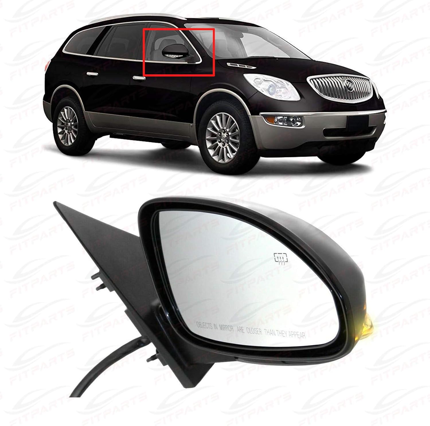 Power Passenger Rh Side Mirror For 20082012 Buick Enclave