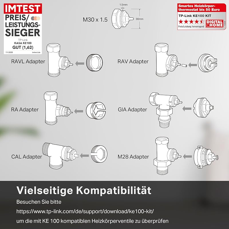Kasa Smartes Heizkörperthermostat - WiFi Starter Kit, inklusive 1 Thermostat und 1 Hub, Heizungssteuerung (App, Geofencing, Fensteröffnungserkennung), Matter, Alexa