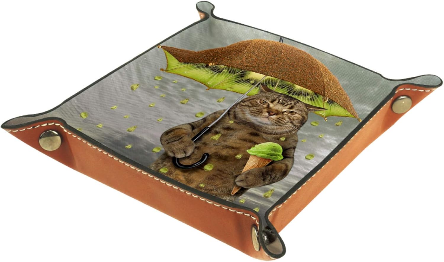 Caja de almacenamiento pequeña, bandeja de valet para hombre,Gato con