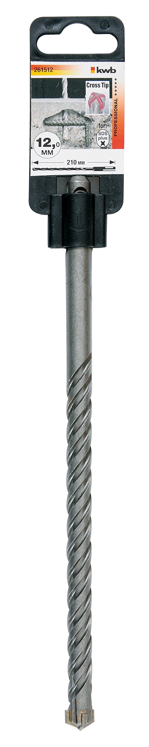 kwb Cross-Tip Hammer Drill Ø 12.0 mm 261512 (210 mm Length, 4-dashing, SDS plus recording)
