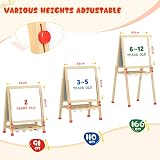 Dripex Kid’s Wooden Art Easel Double-Sided Height Adjustable Blackboard view 2