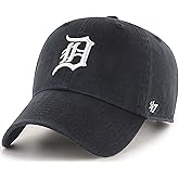 47 Brand MLB Black White Primary Logo Clean Up Adjustable Baseball Cap Hat, Adult One Size Fits All