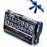 Mini Ratchet Wrench Set 52pcs with Sockets and Screwdriver Bits,EDC tools, 1/4” Dual Flex Head Ratchet Wrench for Tight Space