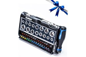 Mini Ratchet Wrench Set 52pcs with Sockets and Screwdriver Bits,EDC tools, 1/4” Dual Flex Head Ratchet Wrench for Tight Space