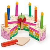 Tender Leaf Toys - Pretend Play Food Birthday Cake - Develops Social Skills and Imaginative Play for Children 3+ (Rainbow Birthday Cake)