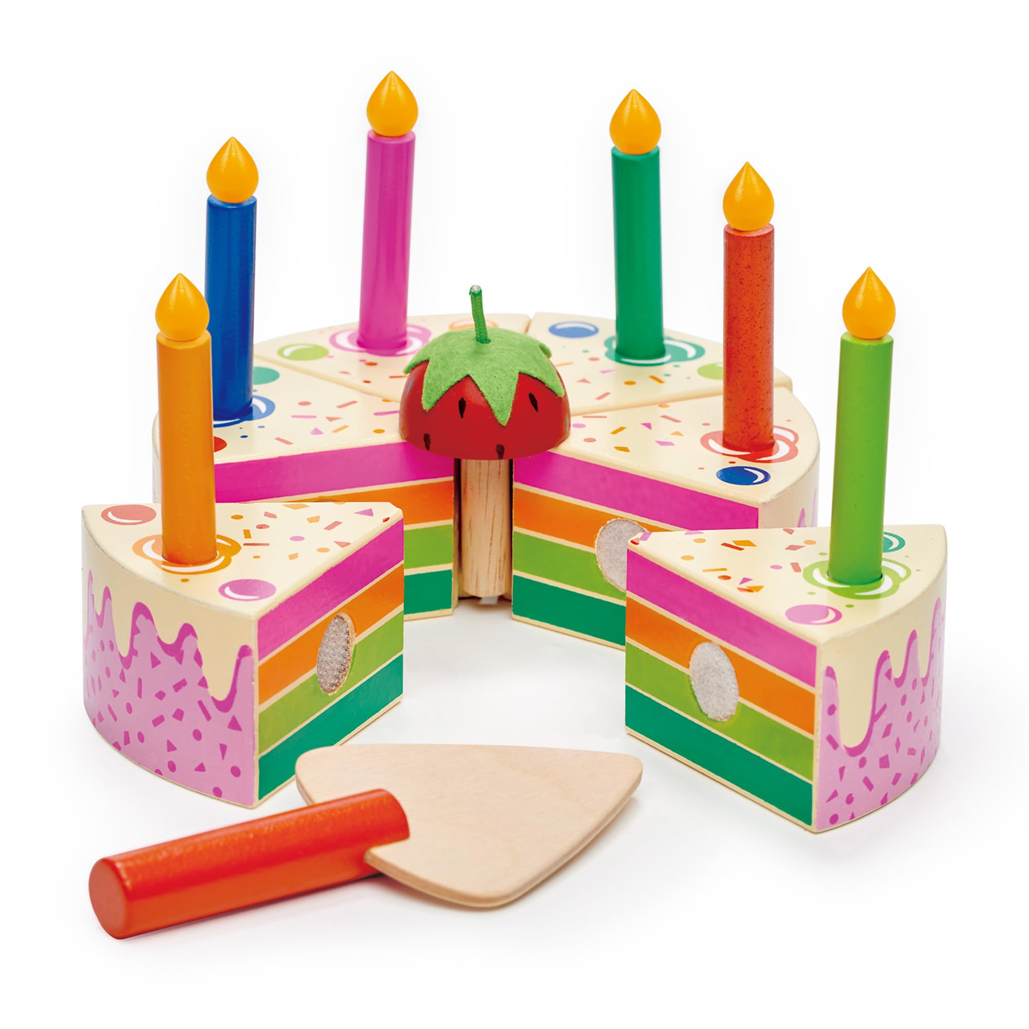 Photo 1 of MISSING A CANDLE ---------------------------------------Tender Leaf Toys - Rainbow Birthday Cake - Pretend Play Food Toy with Candles and Server, Birthday Party decoration or gift for kids - Develops Social Skills and Imaginative Play for Children - Age 3