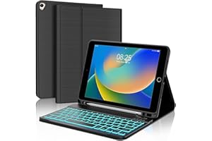 BORIYUAN New iPad 10.2 9th 8th 7th Generation 2021 Keyboard Case, 7 Colors Backlit Detachable Keyboard Slim Leather Folio Smart Cover for iPad 10.2 Inch/iPad Air 10.5"(3rd Gen)/iPad Pro 10.5" – Black