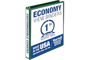 Samsill 1 Inch 3 Ring Binder, Made in USA, Economy Round Ring, Clear View Cover, 200 Sheet Capacity - for School, Home, Office - Forest Green