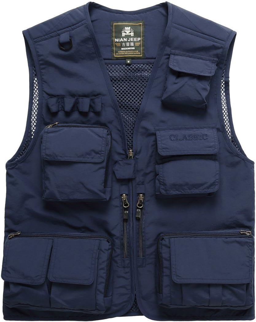 Men's Quick-Drying Outdoor Photography Camping Hunting Fishing Hiking Working Vest Multipocket Casual Waistcoat Jacket Top Gilet