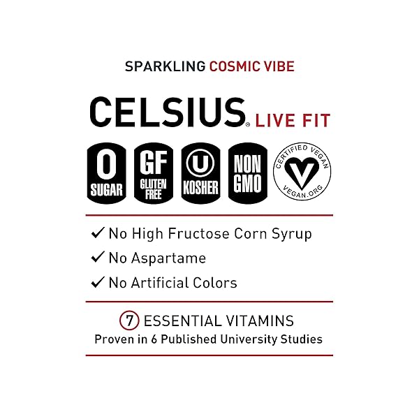 CELSIUS COSMIC VIBE SPARKLING FRUIT PUNCH, SUGAR FREE ENERGY DRINK, 12 FL OZ (PACK OF 12)