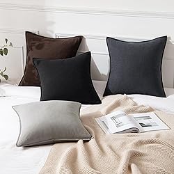 MIULEE Decorative Linen Euro Sham Pillow Covers