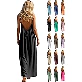 Backless Cami Dress for Women 2026 Summer Sleeveless Spaghetti Strap Flowy Beach Vacation Long Sundress with Back Tie