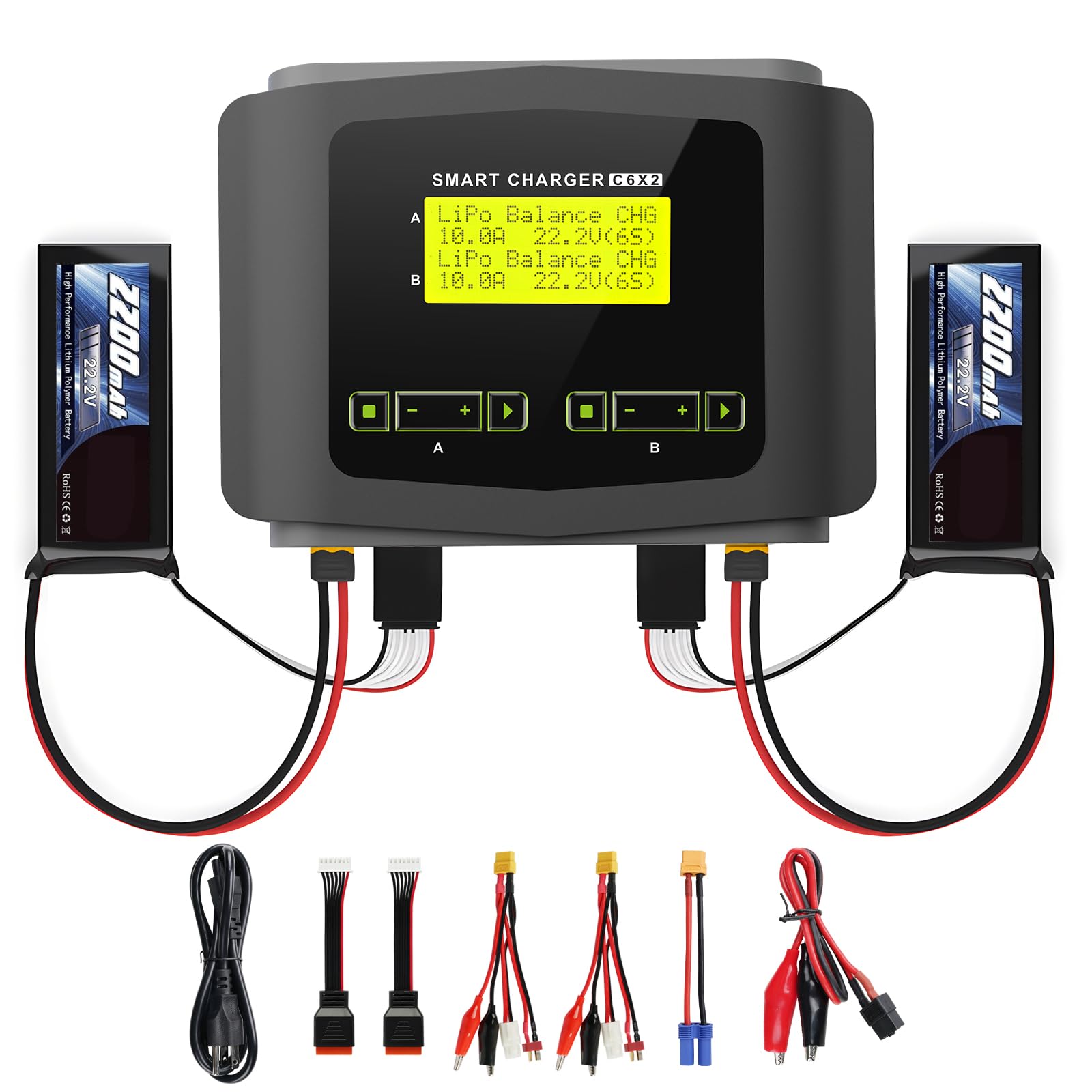 Photo 1 of Hiyiton C6X2 Dual LiPo Battery Charger DC 240W 10A,Smart Balance Charger Discharger for LiPo/Li-ion/Life(1-6s) NiCd/NiMH/LiHV/PB,RC Car Battery Charger