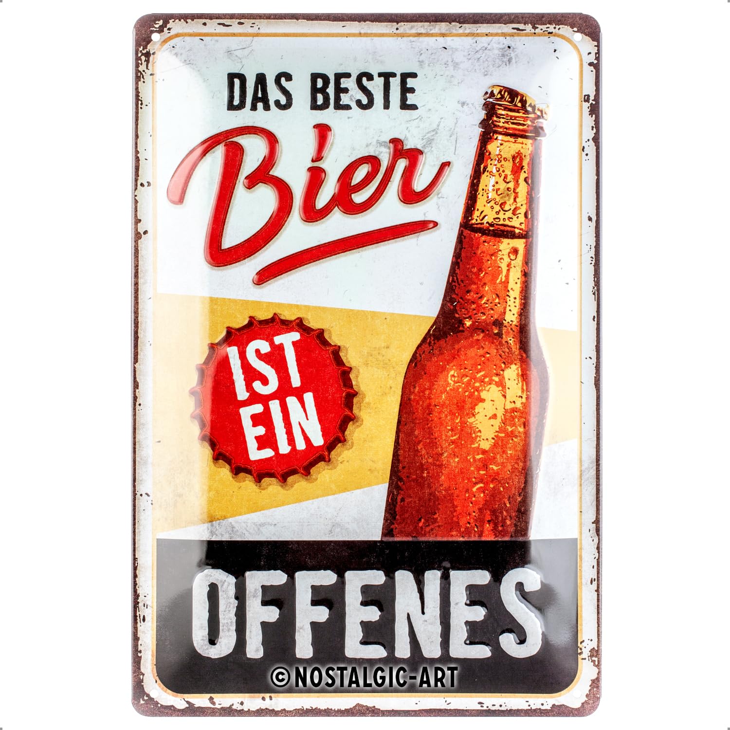 Nostalgic-Art Retro Tin Sign - The Best Beer Is A Open - Gift Idea Bar Accessory Metal Vintage Design for Decoration 20 x 30 cm
