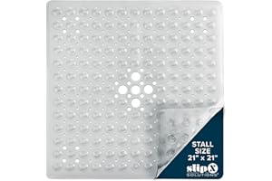 SlipX Solutions Square Shower Stall Mat (53 cm X 53 cm) (Clear)