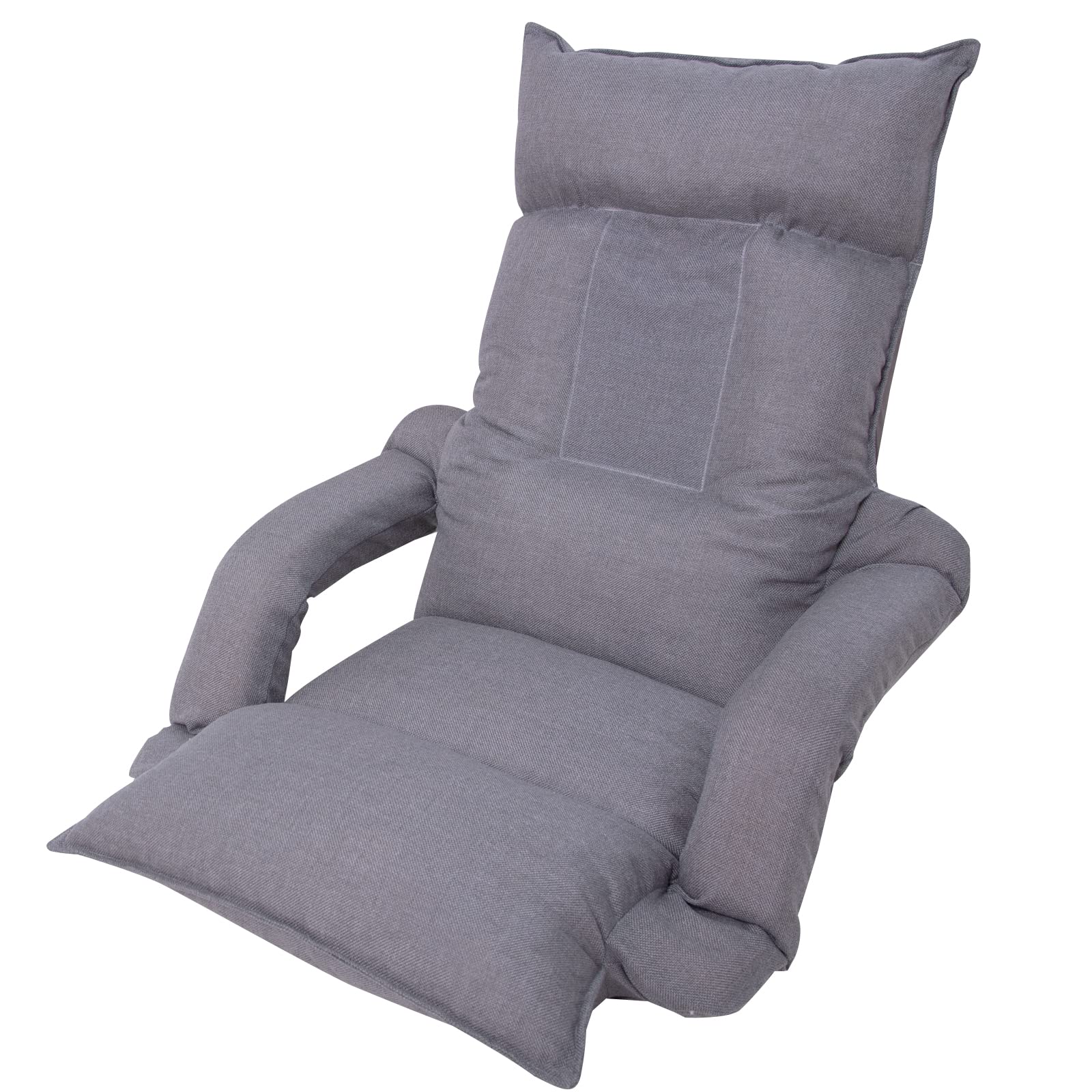 WAVV 座椅子 ひじ掛け付き ハイバック 低反発 背もたれ・頭部 14段階調整 肘掛けリクライニングに連動 1人掛け フロアチェア 座椅子 (ライトグレー)商品画像