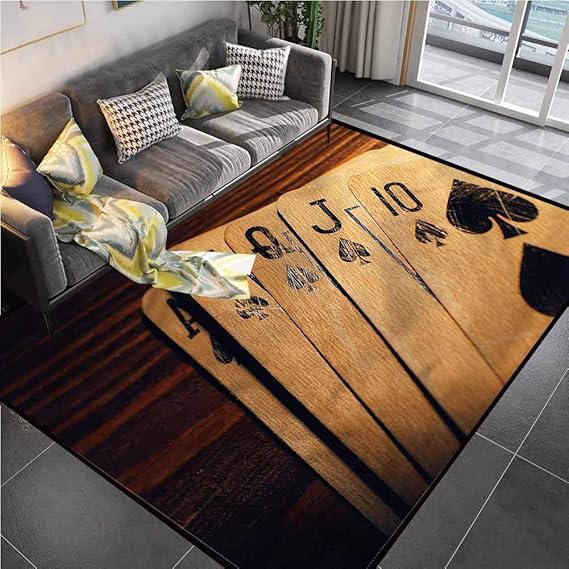 Area Rugs Print Large Carpet Poker Tournament, Cards on a