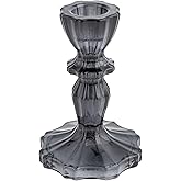 Karma, Taper Glass Candlestick Holder, Tealight Candle Holder Dining Table Decor Centerpiece, Raven