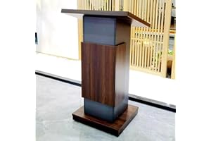 Commercial Pulpit Podiums with Wheels, Mobile Floor Lectern Presentation Stand for Teachers, Wooden Large Inclined Reception 