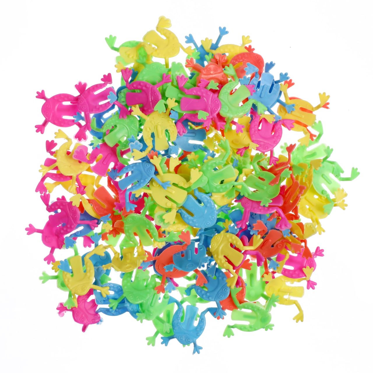 TOYANDONA 100 Pcs Novelty Plastic Action Figures Frog Jumping Toys for Kids(Random Color and Style)