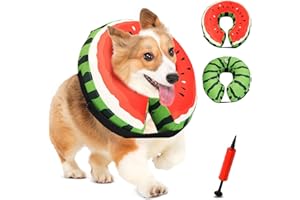ipetstation Inflatable Dog Cone,Waterproof Fabric Comfy Pillow,Dog Cone Alternatives,Dog Cones Recovery Collars Dog Donut Dou