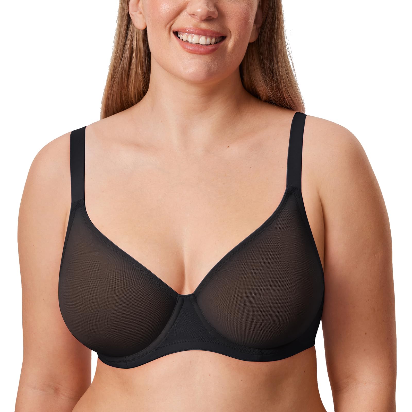 DELIMIRA Women's Cosnufy Sheer Mesh Bra Full