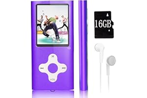 XIDEHUY Mp3 Player,Music Player with a 16 GB Memory Card Portable Digital Music Player/Video/Voice Record/FM Radio/E-Book Reader/Photo Viewer/1.8 LCD (Violet)