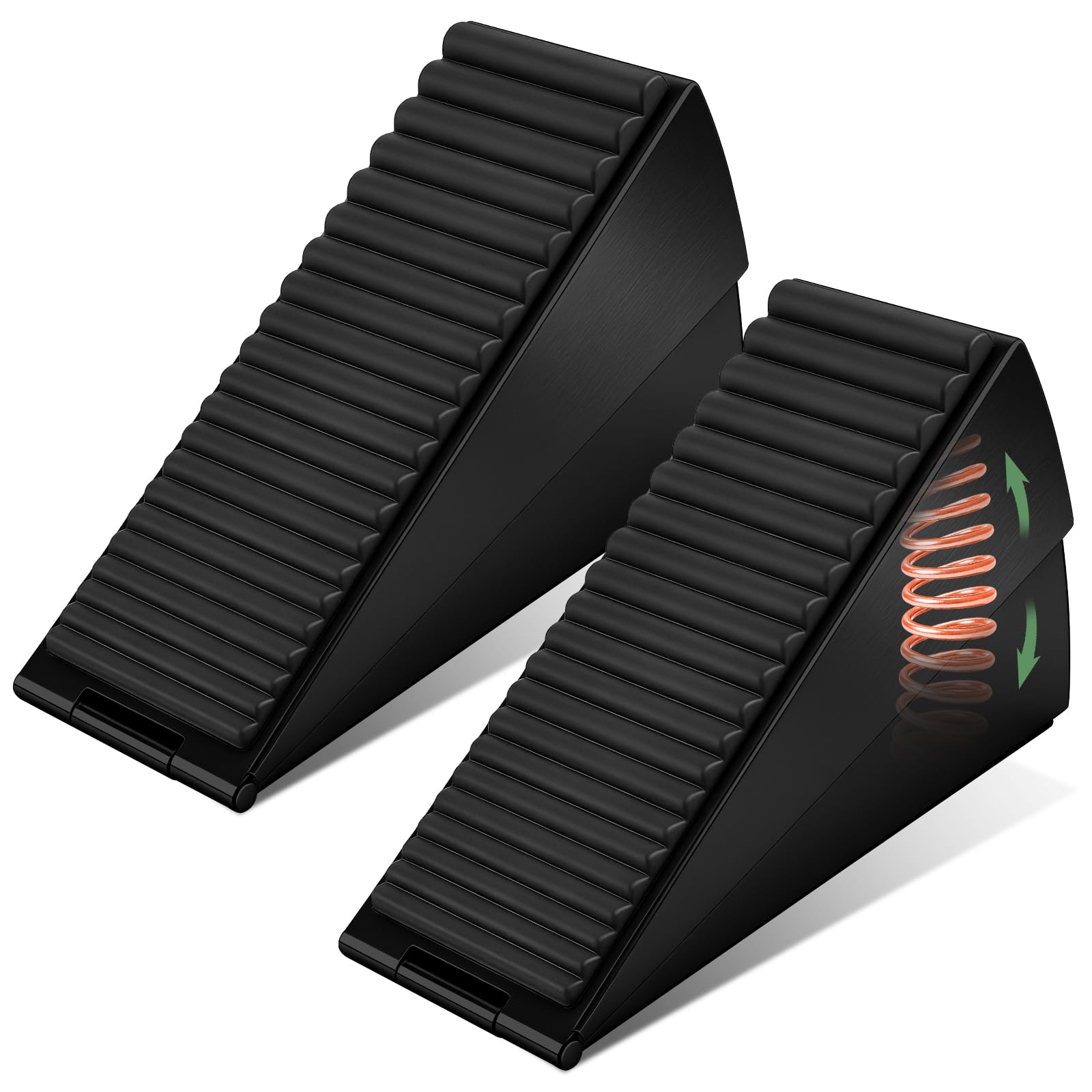 Door Stop, 2 Pack Door Stoppers for Floor, Large Door Wedges Indoors Outdoor Heavy Duty Rubber Doorstop Wall Protector, 3 Inch Tall, Black