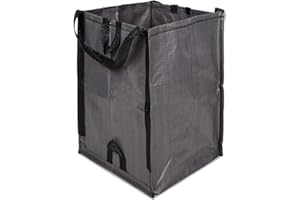 DURASACK Heavy Duty Home and Yard Waste Bag 48-Gallon Woven Polypropylene, Reusable Lawn and Leaf Garden Bag with Reinforced Carry Handles, Pop-Up Self-Standing Garbage Can, Gray
