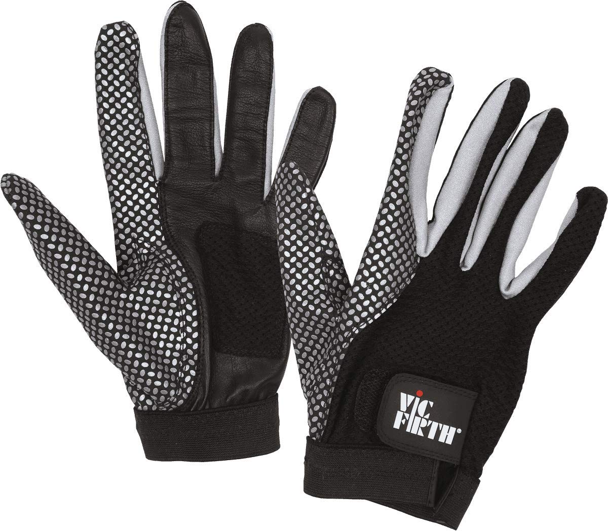 Vic FIrth - Vic Gloves - Drummer's Gloves with Improved Grip and Ventilated Palm - Black/Grey - XL