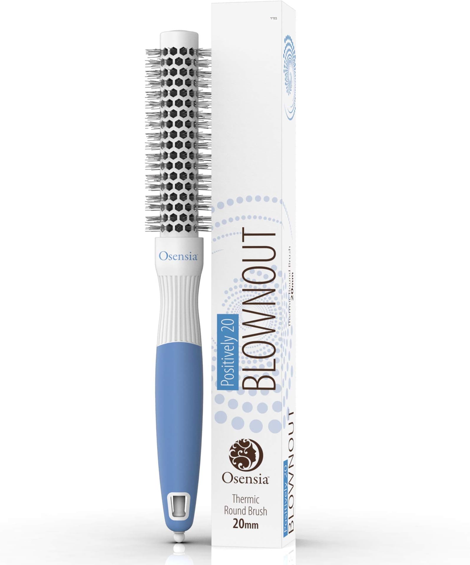 Osensia Ultra Small Round Brush for Women and Men - Salon Blowout Hair Styling with Antistatic Bristles for Wet or Dry Hair, Ceramic Ion Thermal Barrel