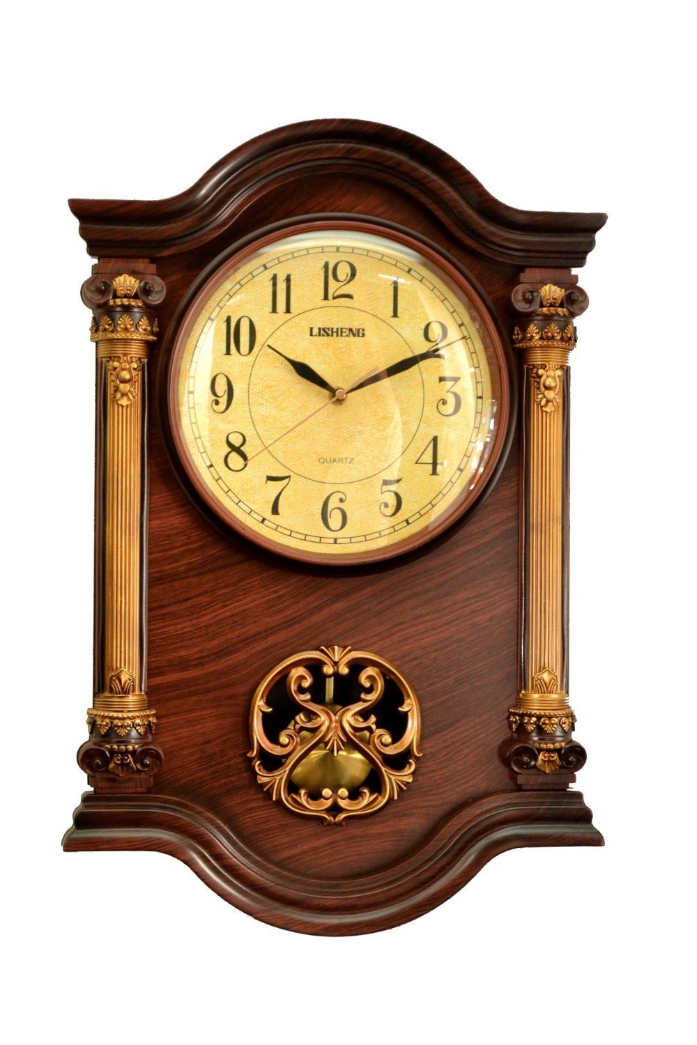 Le'raze 22 x 15 x 3Inch Grandfather Wall Clock with Swinging Pendulum