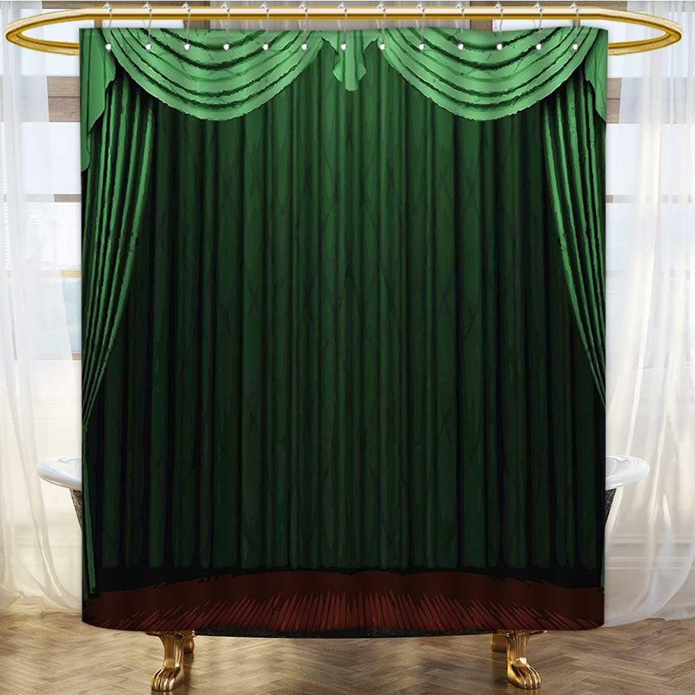 Mikihome Shower Curtain Customized Green Art Theme Stage Curtain of The Theatre Print Lime Green